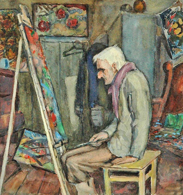 А. Данилюк. Портрет А. Л. Грена. Бумага, акварель